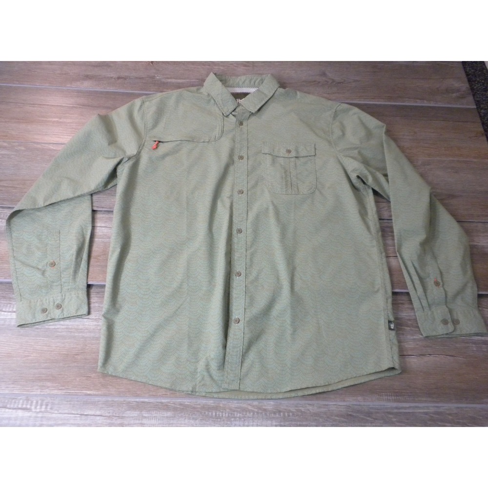 Howler Brothers Shirt Mens L Green Matagorda Tarpon Scale Pattern Quick Dry Vent